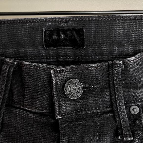 Mother Insider Crop Step Fray Jean in Guilty Racer Stripe Size 25 Black Bootcut - Picture 8 of 16